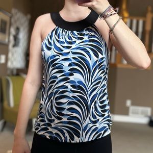 Tahari Blue Patterned Blouse